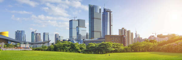 View of a town from a parc