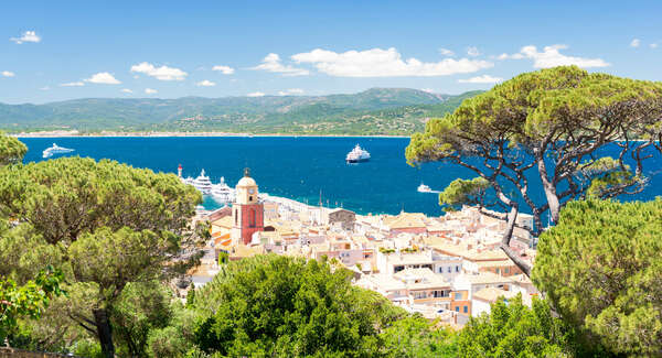 Panorama of famous resort Saint Tropez on cote d'azur, south France