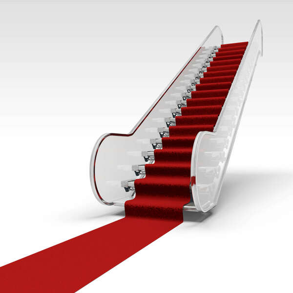 white ramp in airport and red carpet