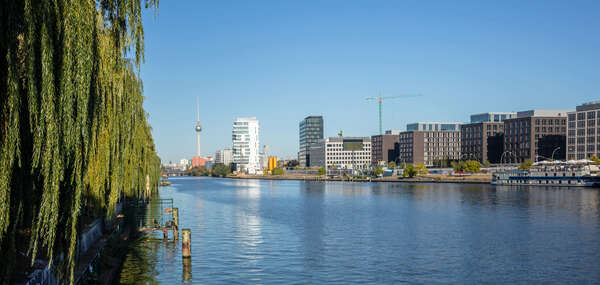 view of Berliner residential buildings in the river