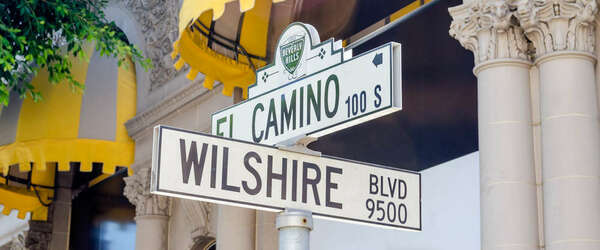 Wilshire Boulevard Sign in Beverly HIlls, California, USA