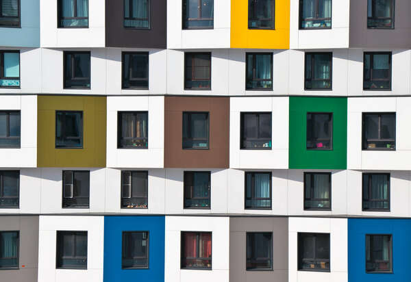 colorfull windows of a modern residential building