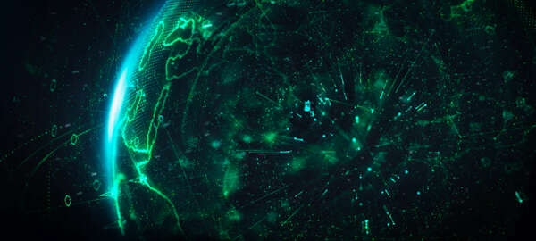 dark green earth surounded by a blue fessel