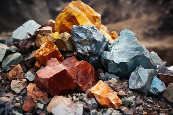 A bunch of different minerals different rocks