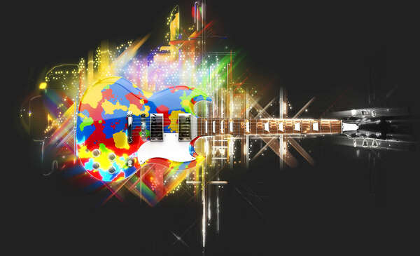 Shiny colorful rock guitar