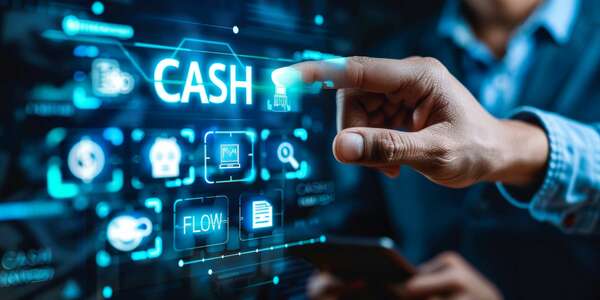 hand interacting with cash elements on a screen