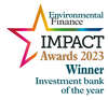 Investment Bank of The Year, Environmental Finance Award 2023