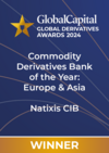 Global Capital 2024  awards  :Commodity  Derivatives Bank of the Year Europe and Asia